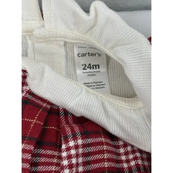 NWOT Carter's Babygirl 2 Piece Bodysuit Red Plaid Dress Size 24M - Picture 2 of 6